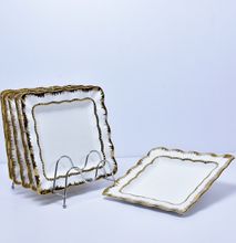 Gold Detail Square Dinner Plate